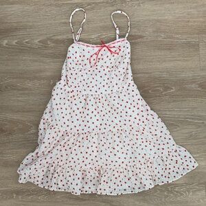 Aeropostale Strawberry Polka Dot Themed Red and White Mini Dress Size M